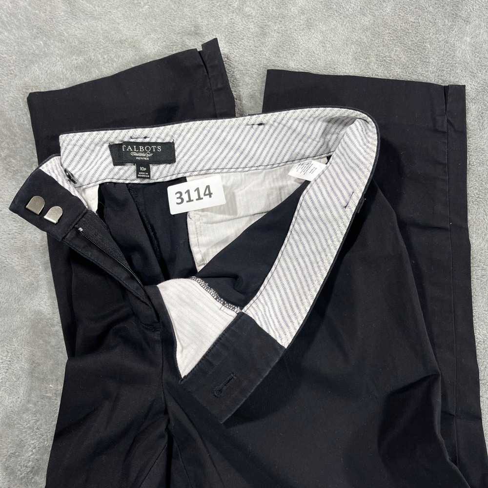 Talbots Cropped Pants Women 10P Black Petites Chino‎ Trousers Dress Casual